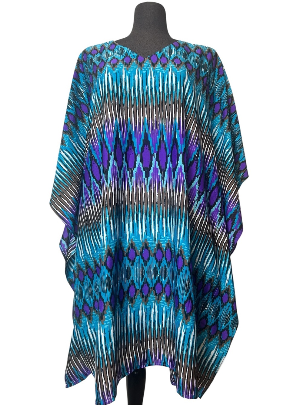 Good Times Beach Cover Up One Size Purple/Brown/White Geometric Oversized V‑Neck